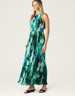 VERDANT PRINT HALTER DRESS