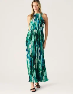 VERDANT PRINT HALTER DRESS