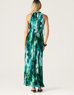 VERDANT PRINT HALTER DRESS