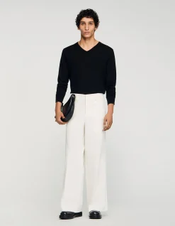 Vintage Flare Wide Leg Canvas Trousers