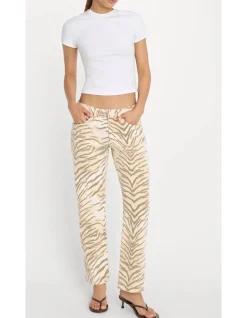Vintage Straight Ankle Tiger Print Jeans