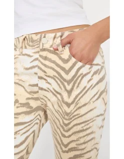 Vintage Straight Ankle Tiger Print Jeans