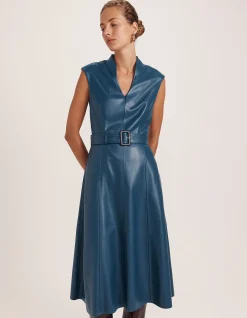 VIV FAUX LEATHER MIDI DRESS