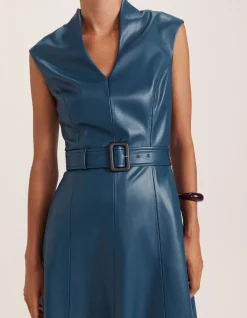 VIV FAUX LEATHER MIDI DRESS