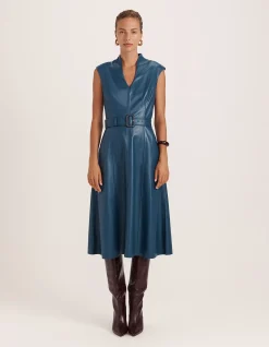 VIV FAUX LEATHER MIDI DRESS