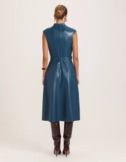 VIV FAUX LEATHER MIDI DRESS