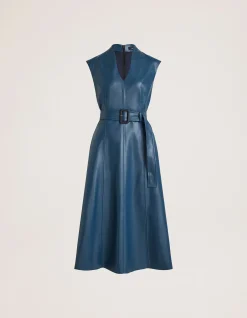 VIV FAUX LEATHER MIDI DRESS