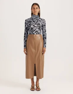 VIV FAUX LEATHER ZIP FRONT SKIRT