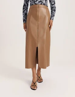 VIV FAUX LEATHER ZIP FRONT SKIRT