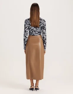 VIV FAUX LEATHER ZIP FRONT SKIRT