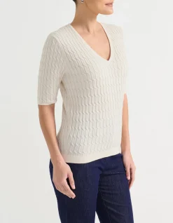 V NECK CABLE TEE
