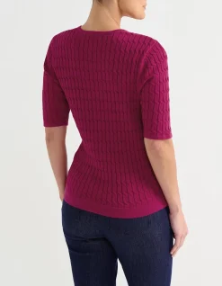 V NECK CABLE TEE