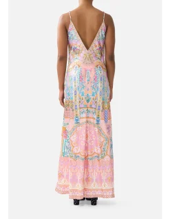 V NECK FULL LENGTH BIAS SLIP DRESS