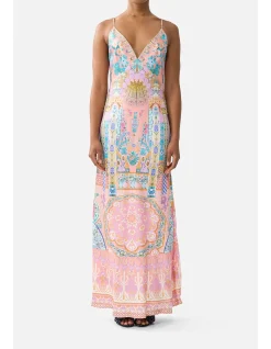 V NECK FULL LENGTH BIAS SLIP DRESS