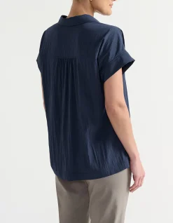 V NECK GATHERED SHIRT