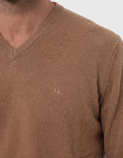 V-NECK JUMPER - NATURAL