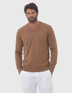 V-NECK JUMPER - NATURAL