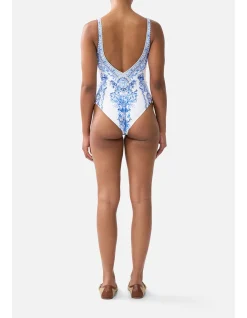 V NECK ONE PIECE W V BACK