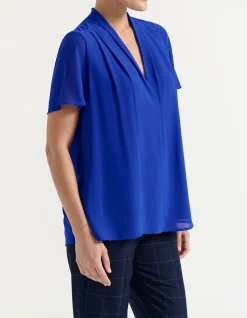 V NECK PLEATED TOP