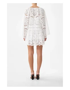 V NECK RELAXED SHORT DRESS W DROPPED WAIST