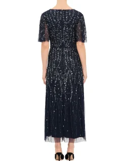 V NECK SS MIDI DRESS