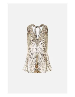 V-NECK TOP WITH KNOT BACK