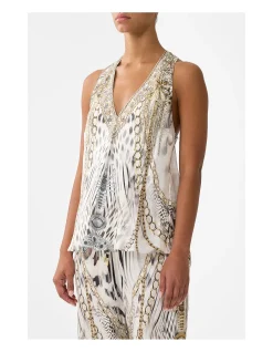 V-NECK TOP WITH KNOT BACK