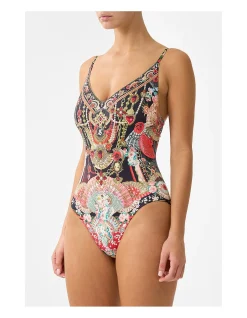 V NECK UNDERWIRE ONE PIECE W BACK CLOSURE
