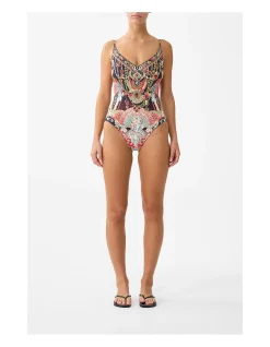 V NECK UNDERWIRE ONE PIECE W BACK CLOSURE