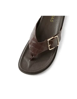 Volute Croc Embossed Buckle Leather Thongs