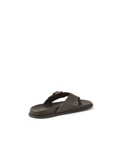 Volute Croc Embossed Buckle Leather Thongs