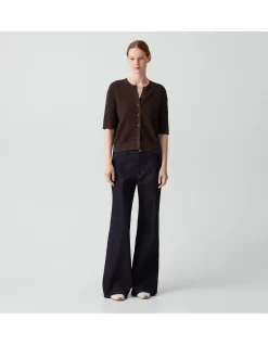 Waffle Short-Sleeve Cardigan