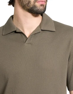 Waffle Short-Sleeve Polo in Cotton