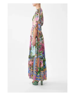 WAISTED DRESS WITH HEM RUFFLE