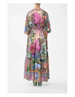WAISTED DRESS WITH HEM RUFFLE