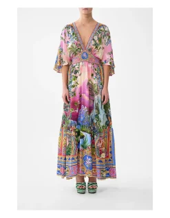 WAISTED DRESS WITH HEM RUFFLE