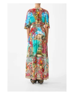 WAISTED DRESS WITH HEM RUFFLE