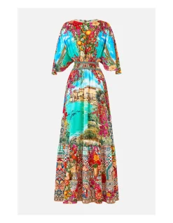 WAISTED DRESS WITH HEM RUFFLE