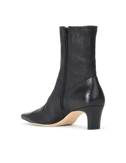 Wally Stretch Leather Kitten Heel Ankle Boots