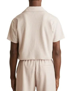 Warwick Textured Cuban Collar Short Sleeve Shirt