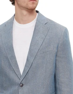 Washed Linen Blazer Blue