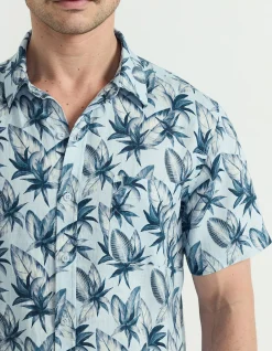 WATERCOLOR LEAF SS LINEN SHIRT