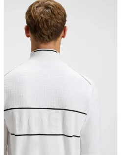 Water-repellent cotton-blend sweater with zip neck