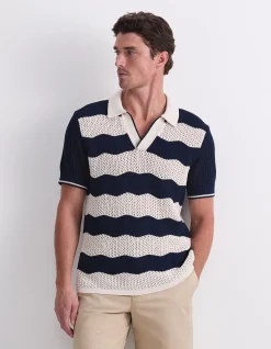 WAVE STRIPE KNIT POLO
