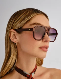 WHIRLPOOL BURGUNDY AVIATOR SUNGLASSES