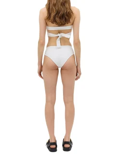 WHITE SPANDEX RISING SWIM BOTTOM