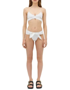 WHITE SPANDEX RISING SWIM BOTTOM