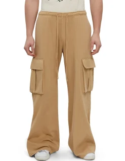 Wide Leg Cargo Pants Beige