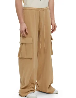 Wide Leg Cargo Pants Beige