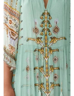 WIDE SLEEVE GATHERED DRESS